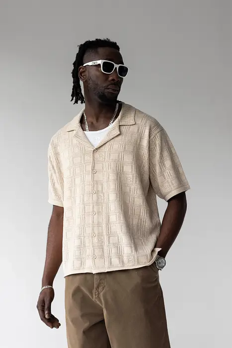 Black Island Памучна риза | Геометричен принт