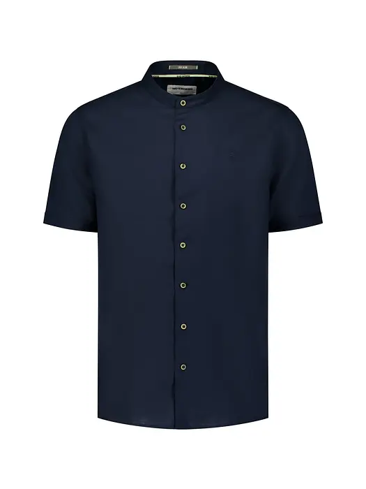 No Excess Shirt Short Sleeve Stripe With Linen