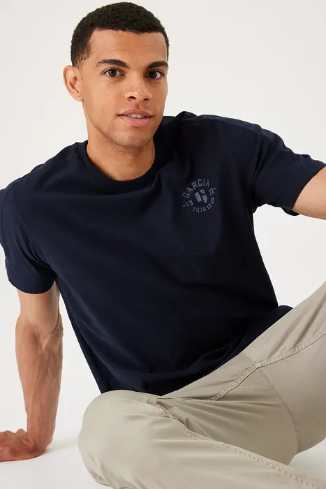 Garcia Синя тениска със стандартна кройка | 2