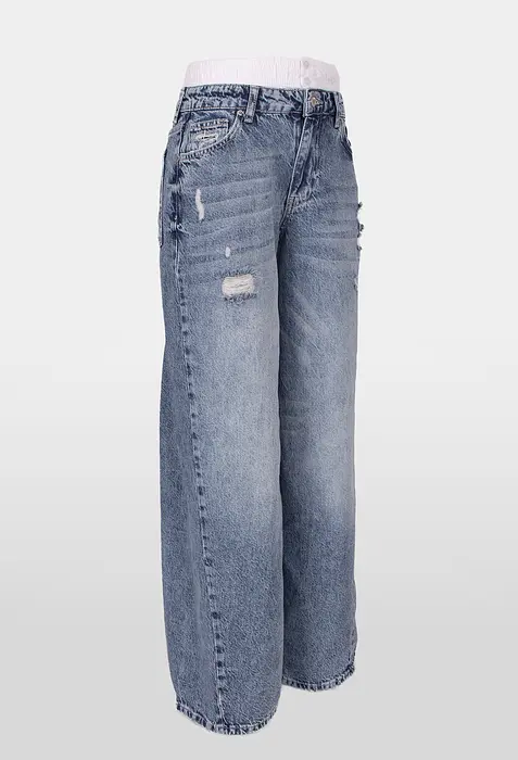 Rezvaya Дънки-клош с бял ластик