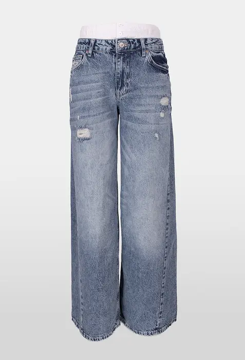 Rezvaya Дънки-клош с бял ластик | 2