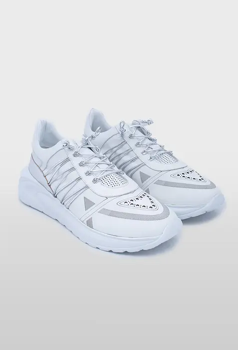 NAVVI Бял сникърс със сребърни ленти  | 2