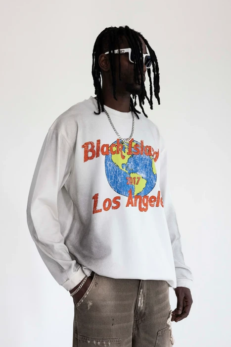 Black Island Мъжка oversized блуза | Бяла | 2