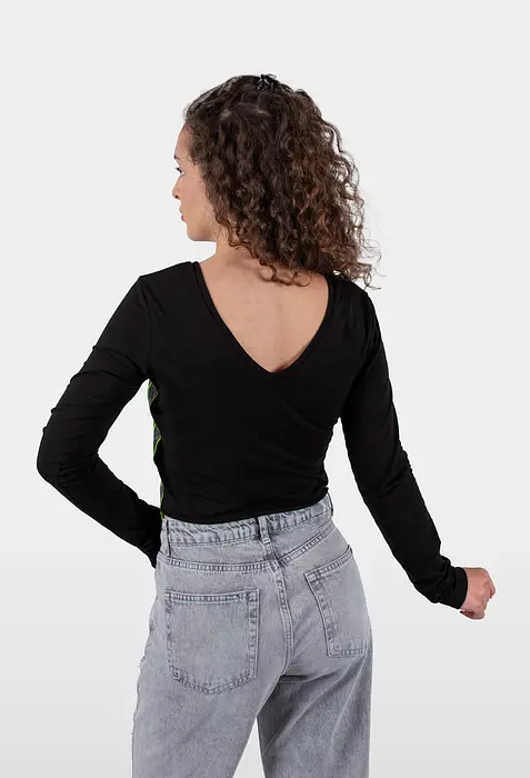 Rezvaya Къса черна блуза с неонова лента | 2