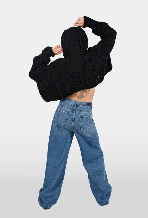 Rezvaya Вълнен къс пуловер с качулка | 2