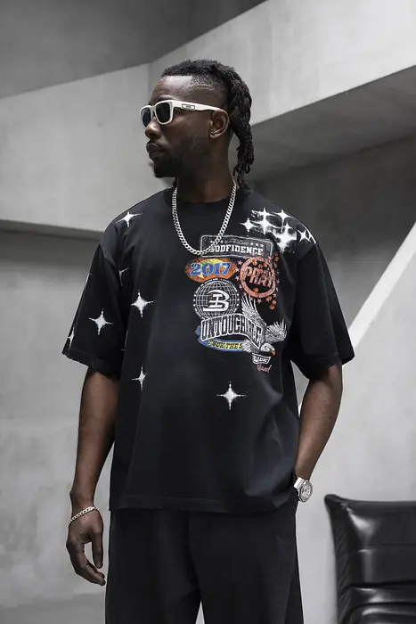 Black Island Черна памучна тениска