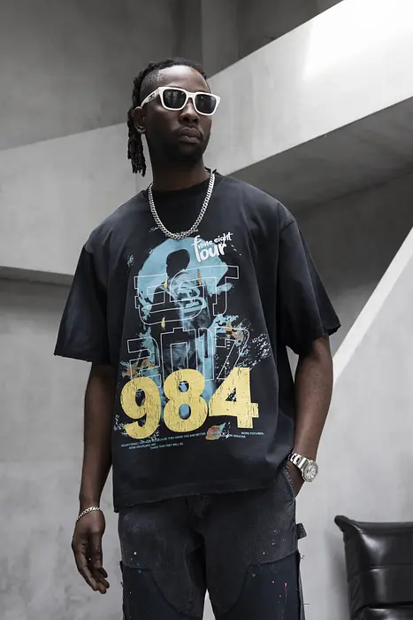 Black Island Черна памучна тениска