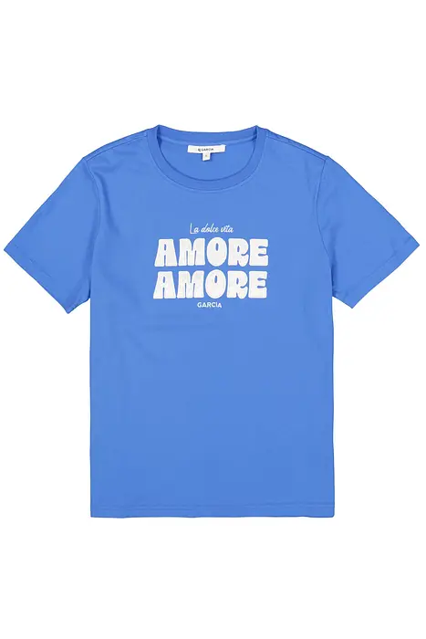 Garcia Синя тениска с текстов принт