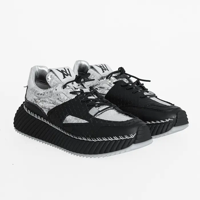 NAVVI Сникърси - Черна Напа/Сребро Крек | 2