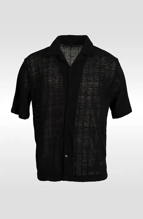 Rezvaya Черна риза с мрежести детайли