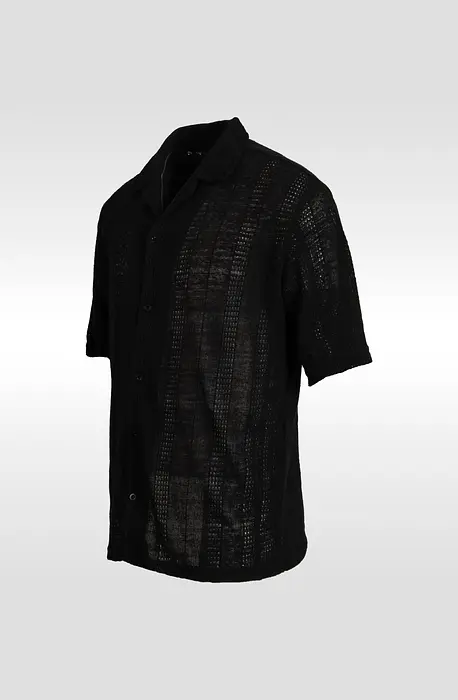 Rezvaya Черна риза с мрежести детайли | 2