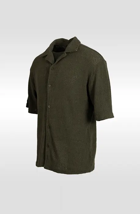 Rezvaya Зелена риза с мрежести детайли | 2