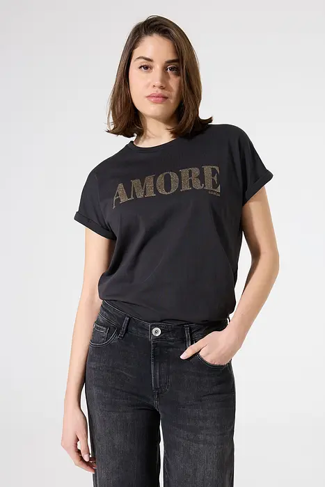 Garcia Черна тениска Amore