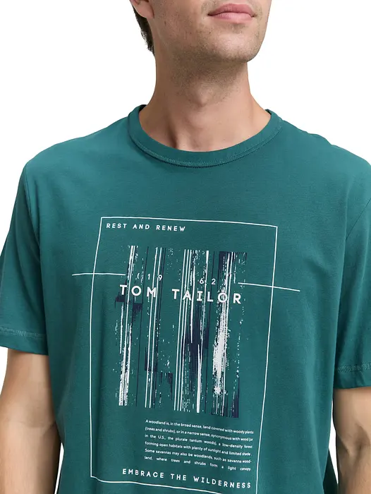 Tom Tailor Зелена тениска с принт | 2